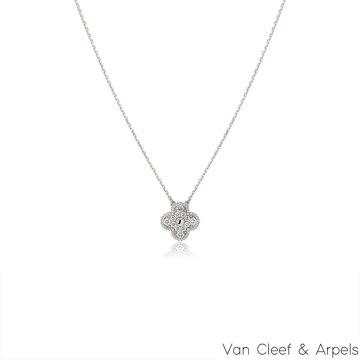 Van Cleef & Arpels White Gold Vintage Alhambra Diamond Necklace ...